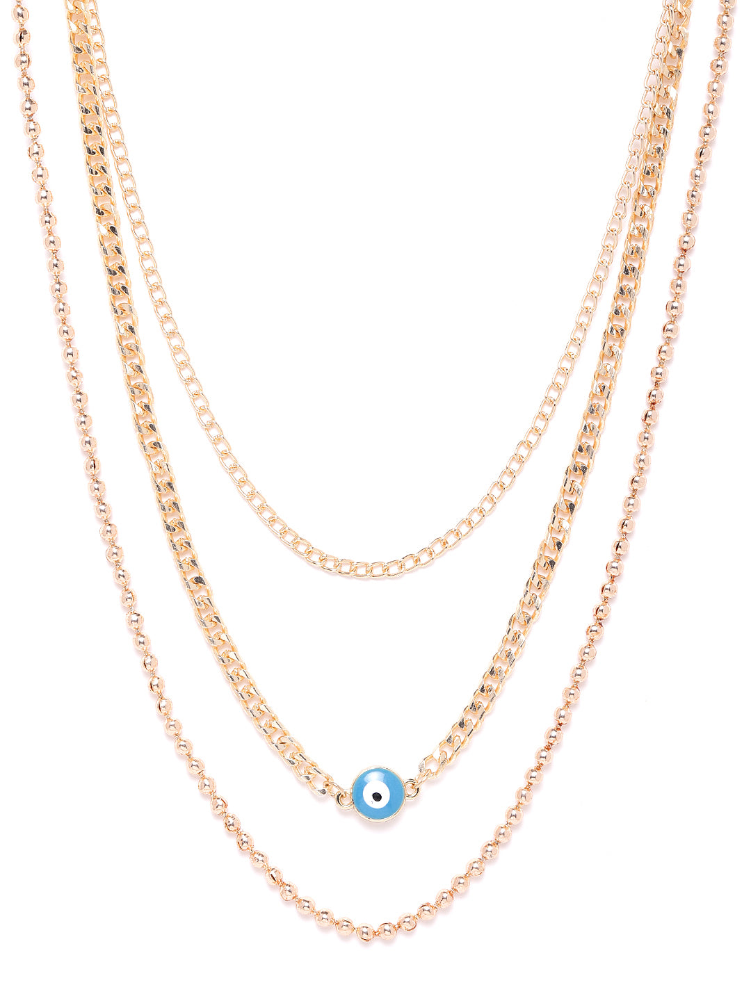 Blueberry gold Plated Evil Eye detailing chain layered necklace