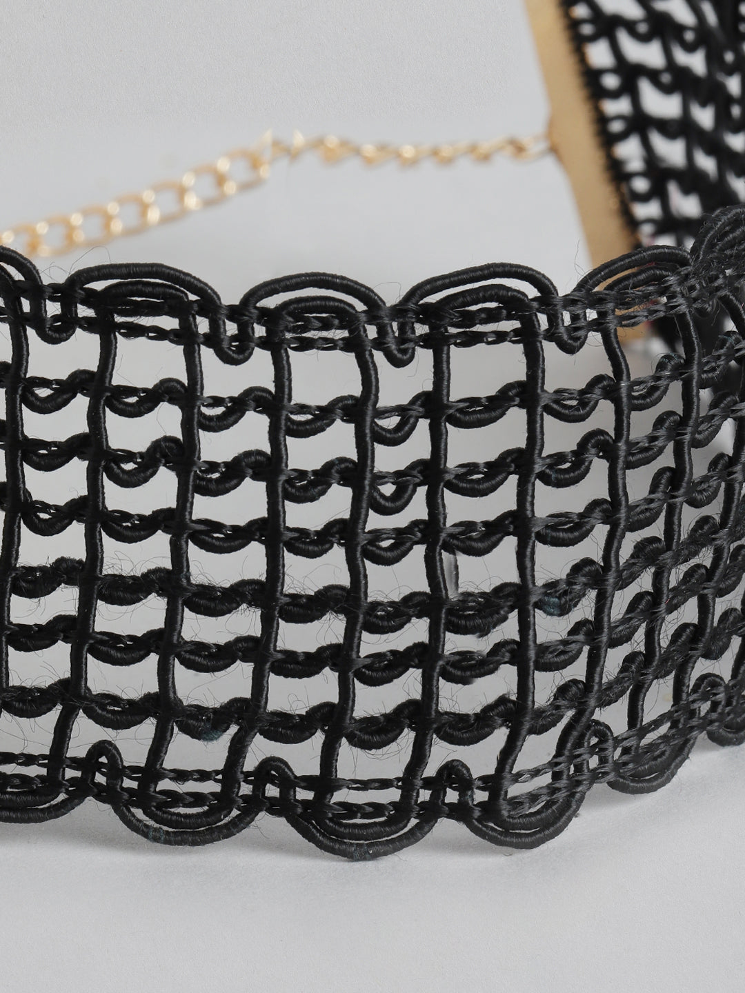 Blueberry black mesh lace woven choker necklace