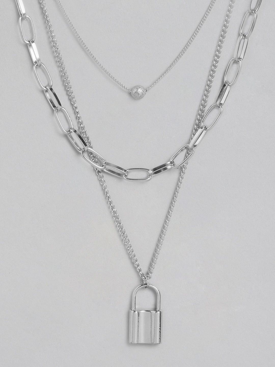 Blueberry silver chain layered pendant detailing necklace