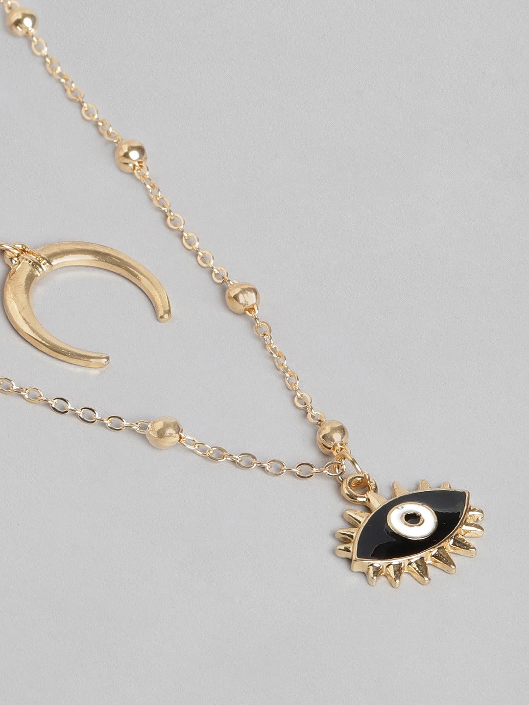 Blueberry gold plated Evil eye chain layered pendant detailing necklace