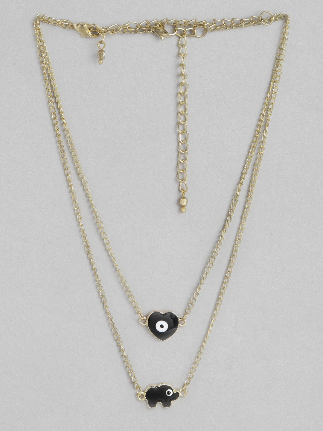 Blueberry gold plated chain layered Evil Eye pendant detailing necklace