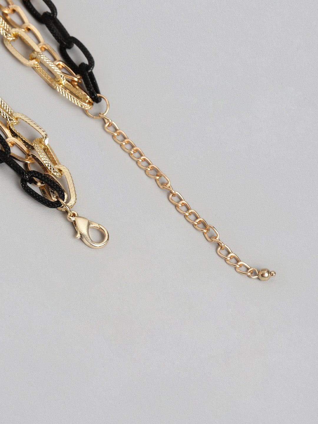 Blueberry black and golden inter lock chain layered necklace
