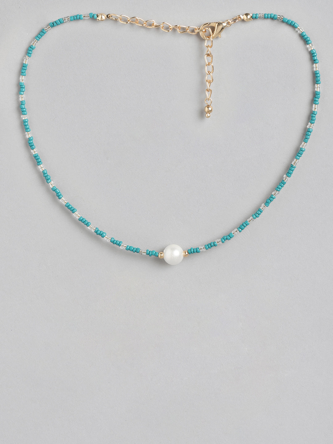 Blueberry blue and white pearl necklace