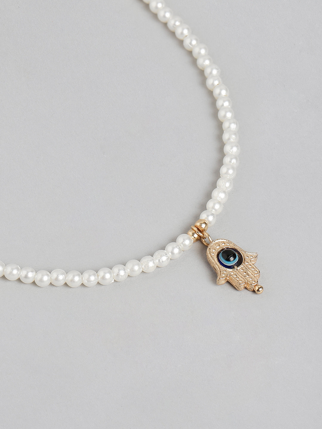 Blue & White Lab-Created Sapphire Evil Eye Necklace Sterling Silver 18
