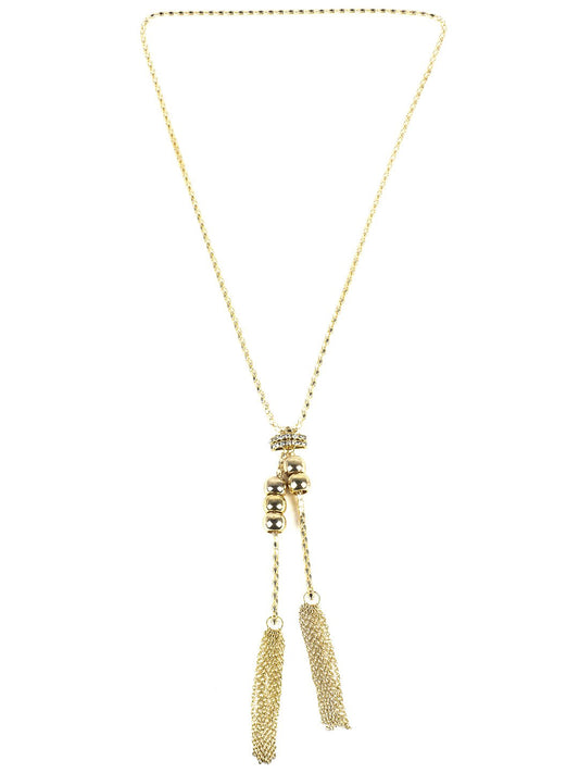 Blueberry gold toned twin tassel necklace for women
