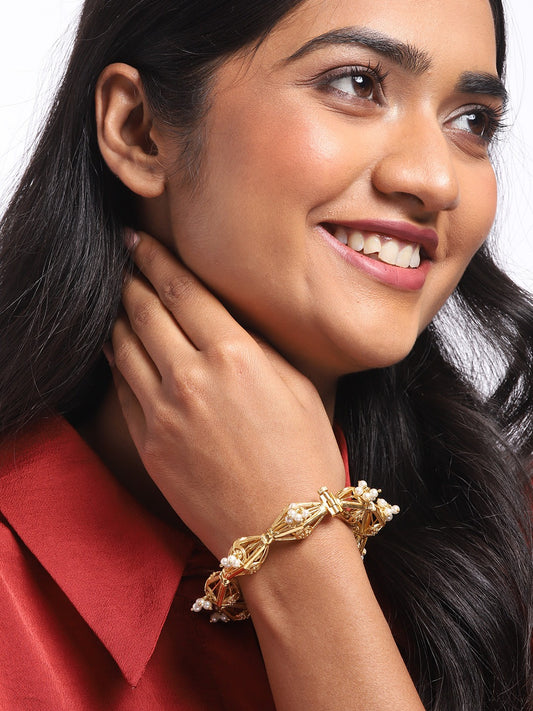 Blueberry gold plated brass metal detailing Cuff