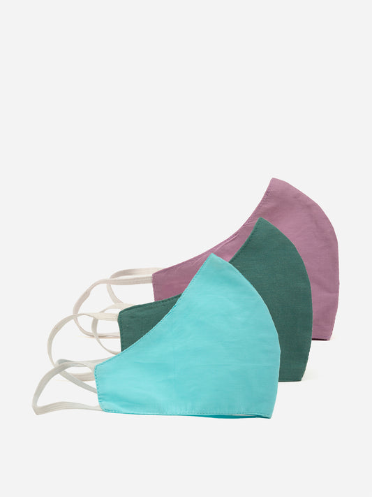 Solid Re-Usable Cotton Masks (Set of 3)