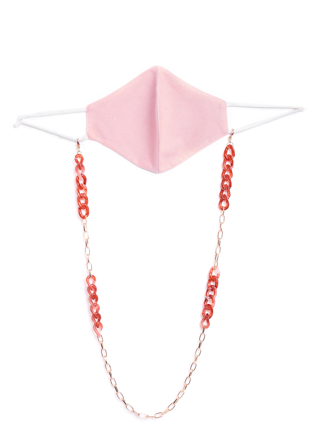 Blueberry Pink 2 ply satin resin chain Mask