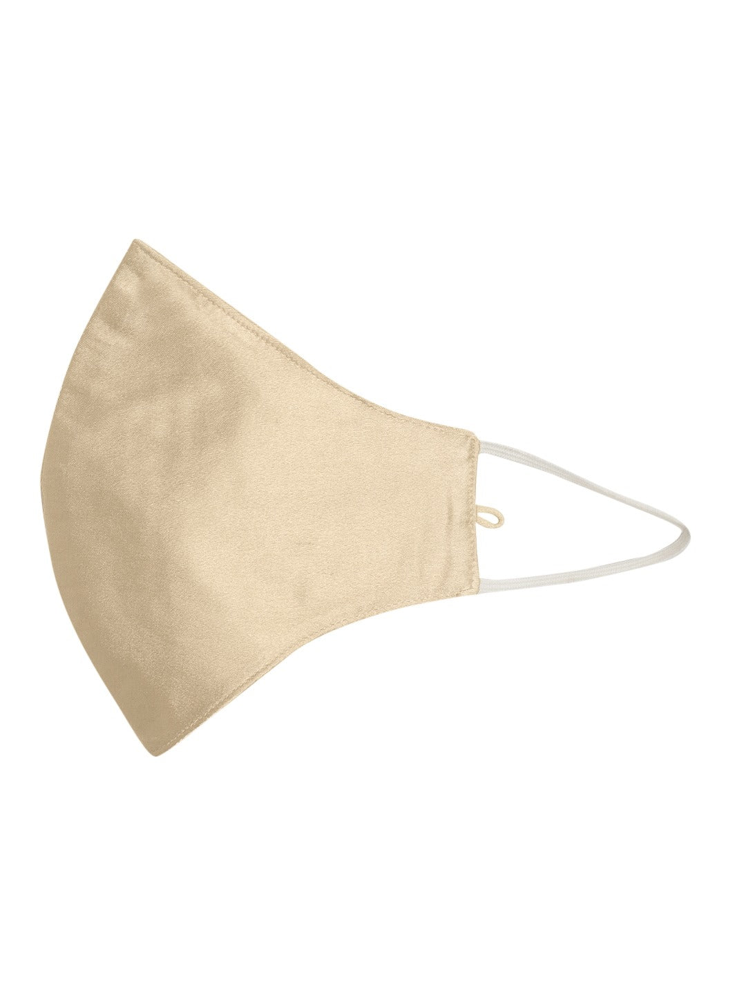 Blueberry beige Reusable 2-Ply satin face mask with white chain