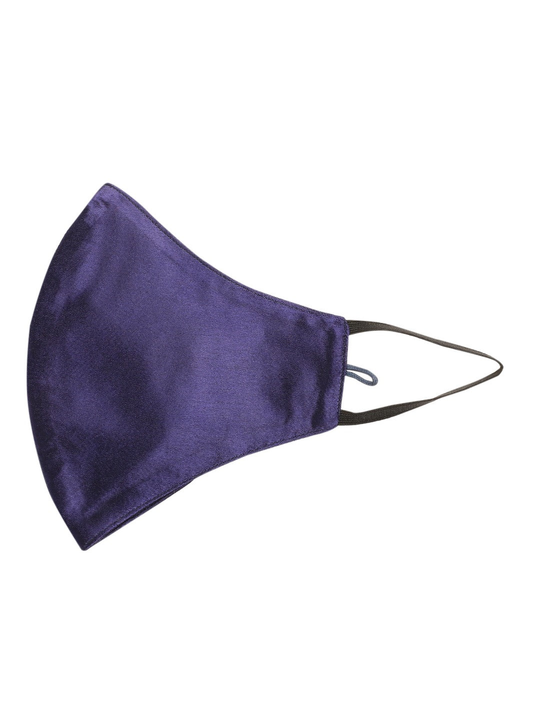 Blueberry navy blue Reusable 2-Ply satin face mask with blue chain