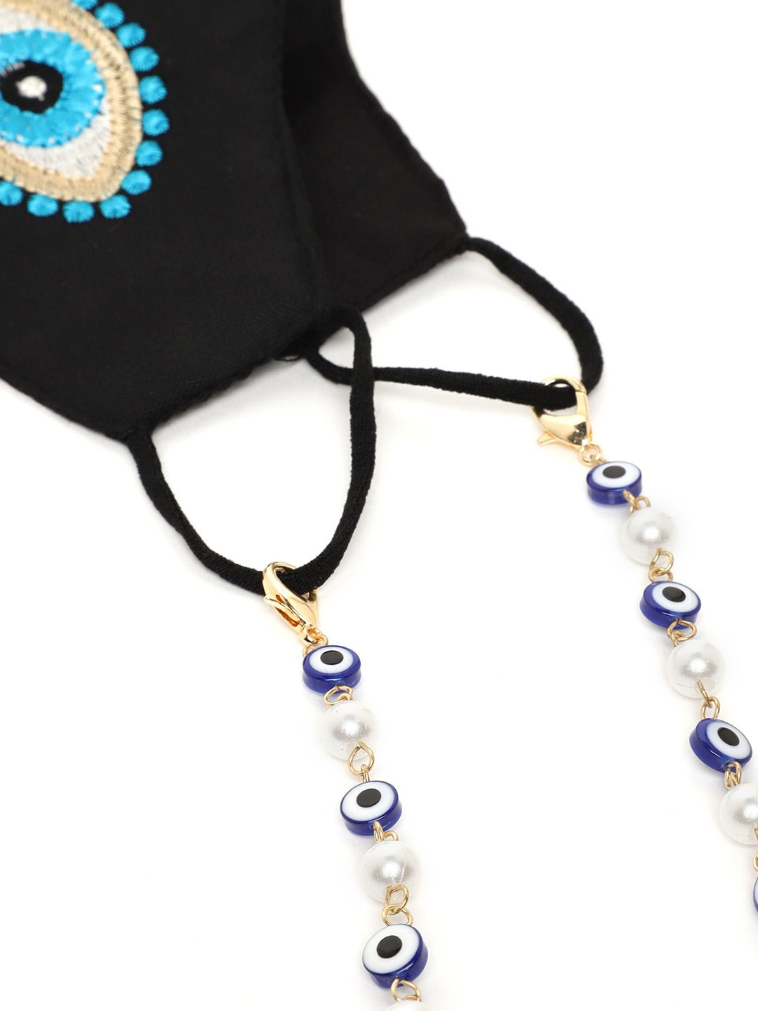 Blueberry Black and Blue Evil Eye 2 Ply cotton chain mask