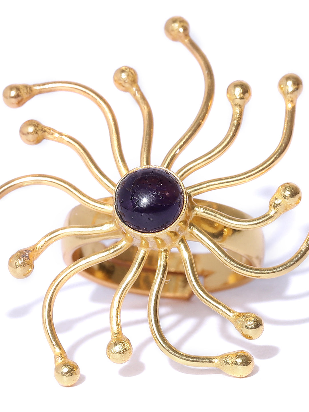 Blueberry gold plated agate stone detailing ring