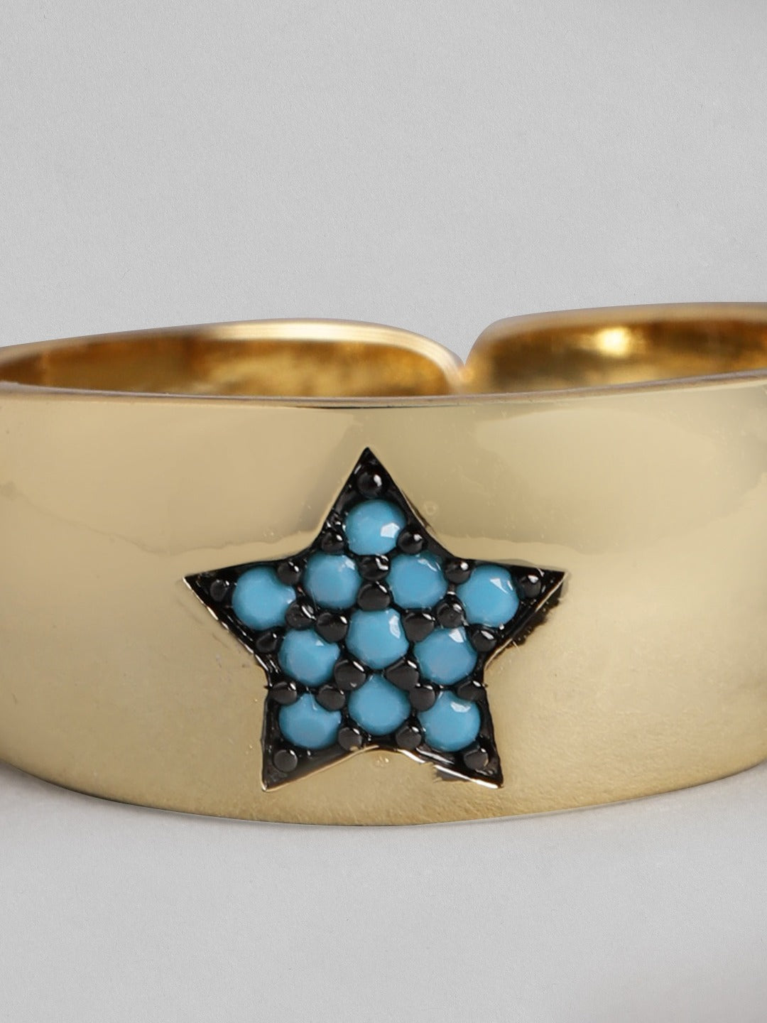 Blueberry gold plated star detailing ring