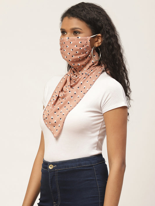 Blueberry printed peach re-usable scarve face mask
