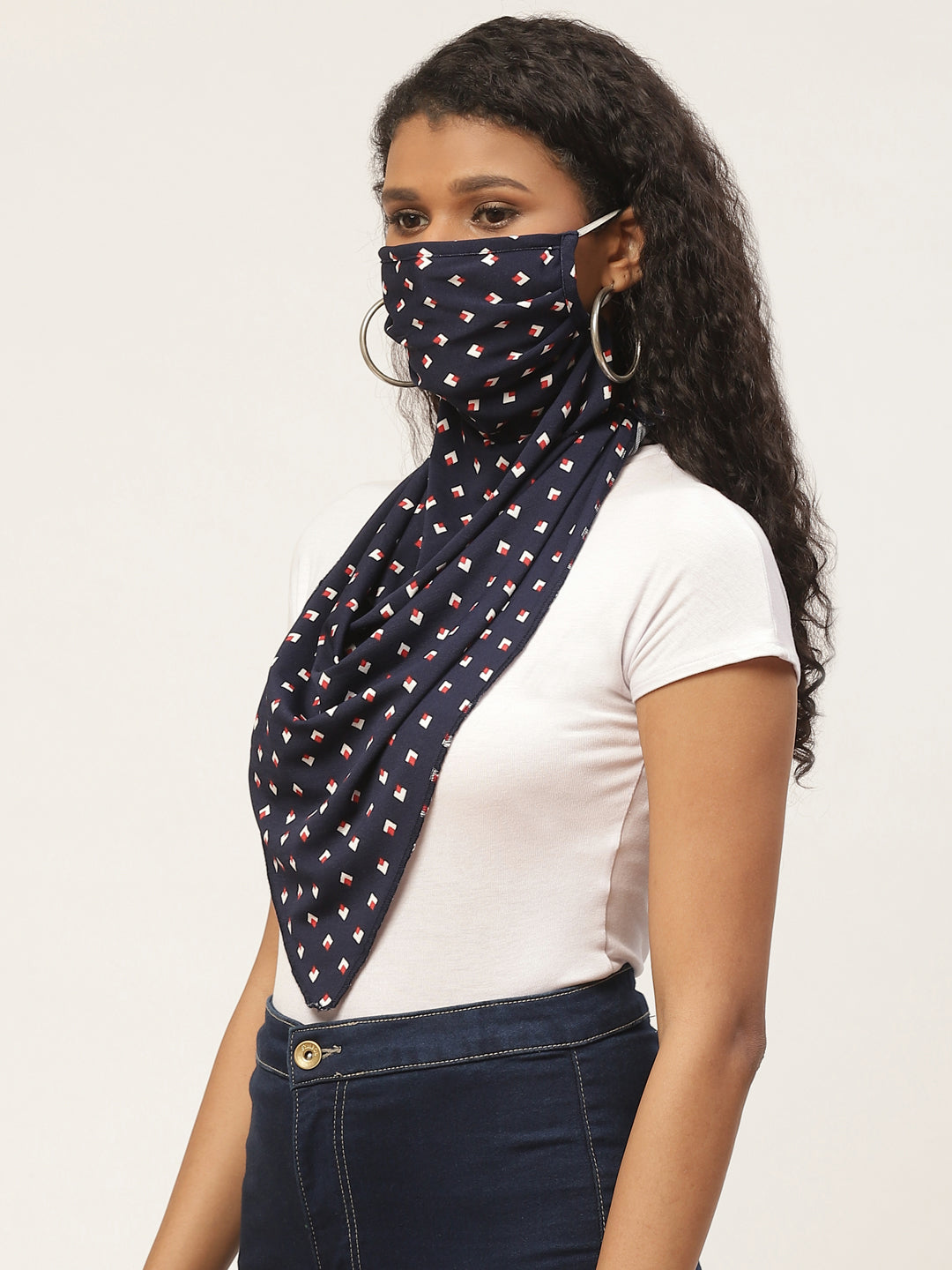Blueberry navy blue re-usable scarve face mask
