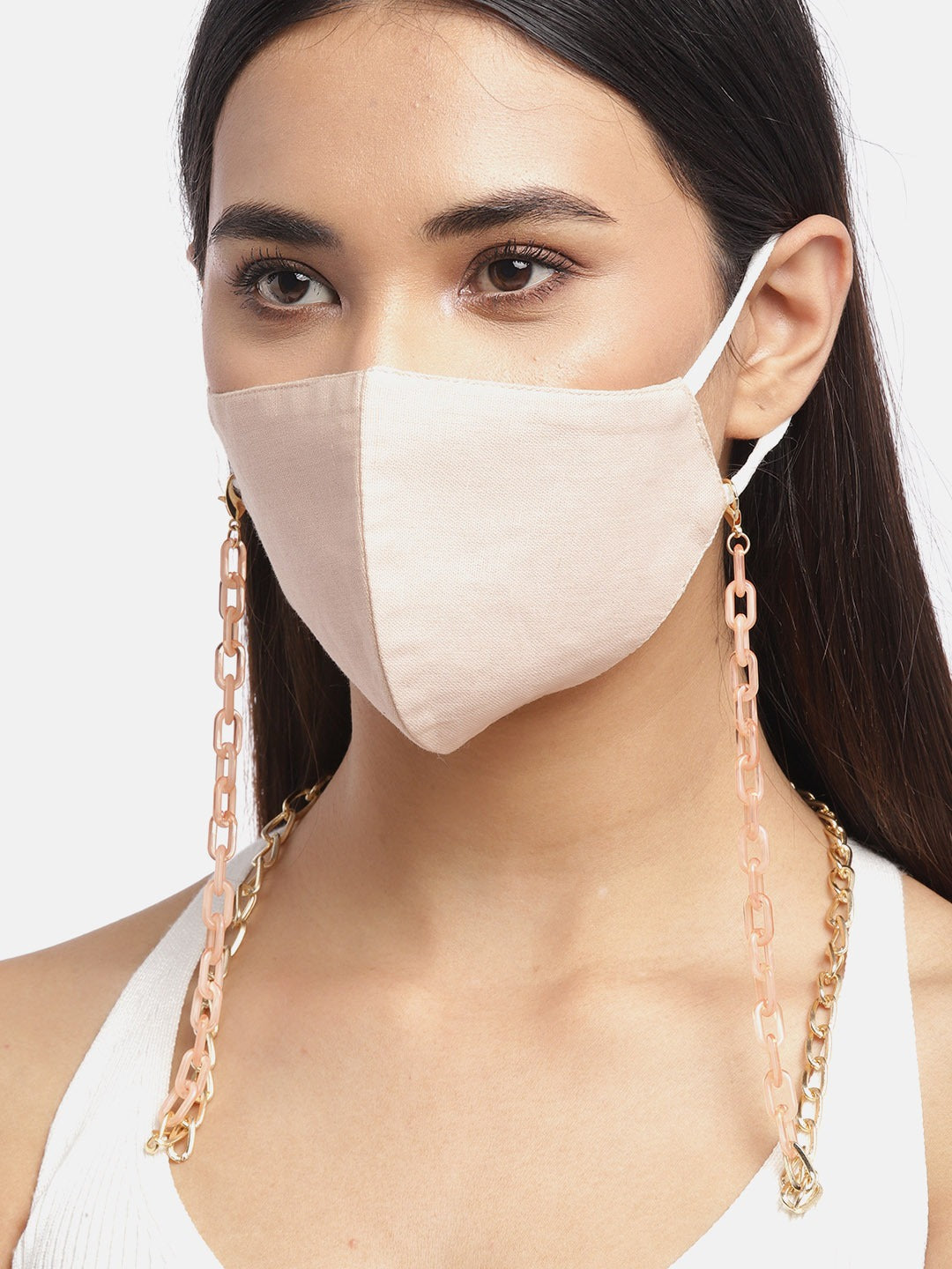 Blueberry Peach solid 2 ply cotton reusable chain mask
