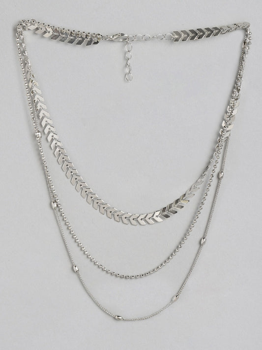 Blueberry silver plated layered chain necklace