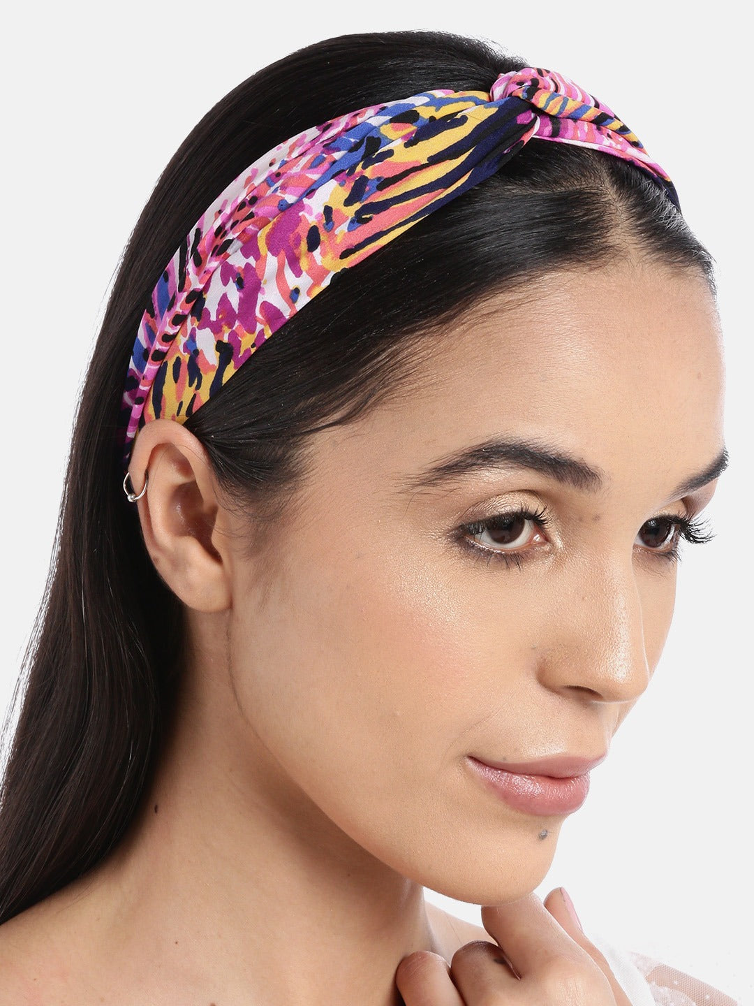 Blueberry Leaf printed multi colour knot hairband