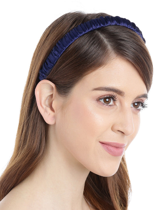 Blueberry navy blue pleated fabric detailing hairband