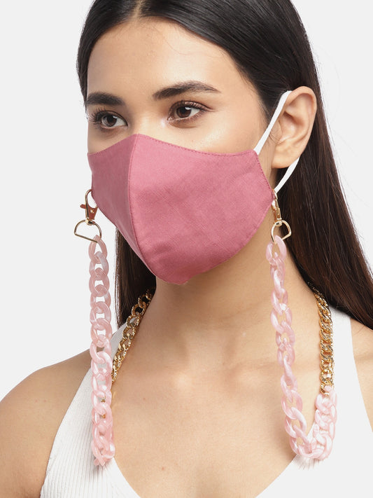 Blueberry lavender solid 2 ply cotton reusable chain mask