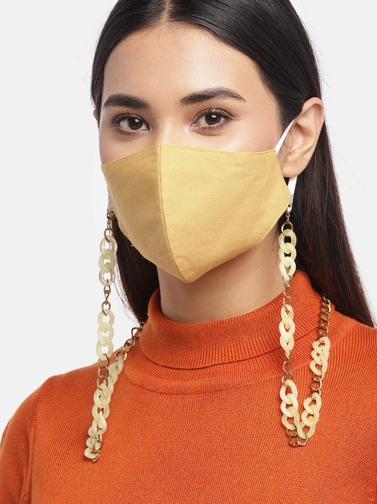 Blueberry mustard solid 2 ply cotton reusable chain mask